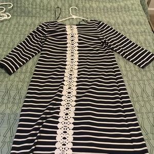Striped navy and white dress